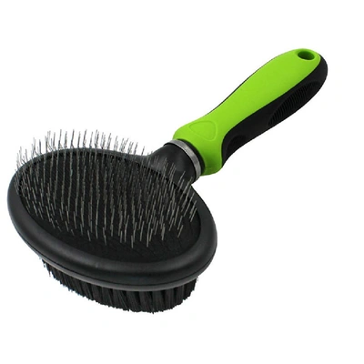 Pet Life Flex Series 2-in-1 Dual-sided Slicker And Bristle Grooming Pet Brush In Green