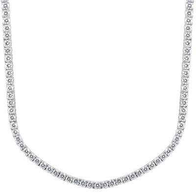 Pompeii3 Huge 23 Ct Moissanite Tennis Necklace 14k White Gold 18" In Multi
