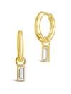 Sterling Forever 14k Over Silver Cz Micro Hoops In Gold