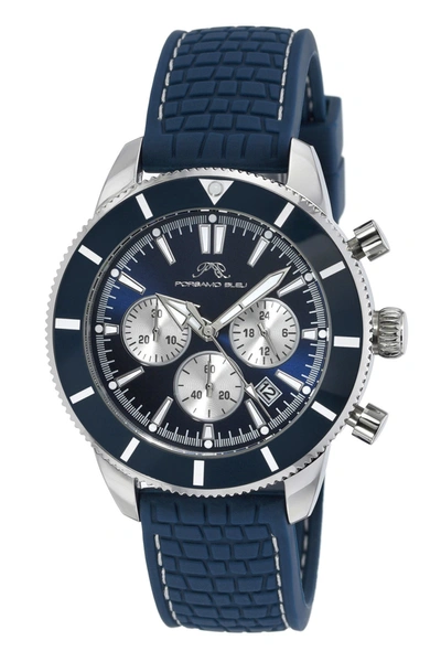 Porsamo Bleu Brandon Men's Silicone Silver And Blue Watch 1013bbrr In Black / Blue