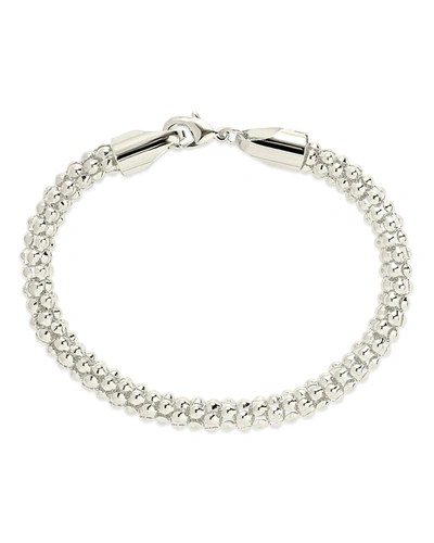 Sterling Forever Rhodium Plated Woven Chain Bracelet In Silver