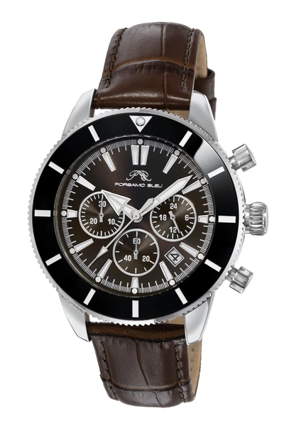 Porsamo Bleu Brandon Men's Leather Black And Brown Watch 1012cbrl In Black / Brown