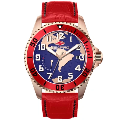 Seapro Men's Voyager Blue Dial Watch In Red   / Blue / Gold Tone / Rose / Rose Gold Tone
