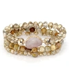 A BLONDE AND HER BAG MULTI GLASS AND GOLD BEADED STRETCH BRACELET WITH WHITE DRUZY - SET OF 3