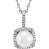 Pompeii3 Sterling Silver 7mm Freshwater Cultured Pearl & .015 Ctw Diamond 18" Necklace In Silver