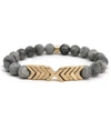 A BLONDE AND HER BAG GREY SOAPSTONE BEADED STRETCH BRACELET WITH GOLD CHEVRON PENDANT