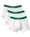 Lacoste Branded Pack Of Three Stretch-cotton Trunks In White