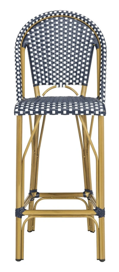 Safavieh Ford Indoor-outdoor Stacking French Bistro Bar Stool In Navy/white