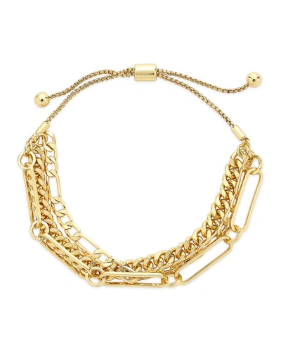 Sterling Forever Layered Chain Bolo Bracelet In Gold