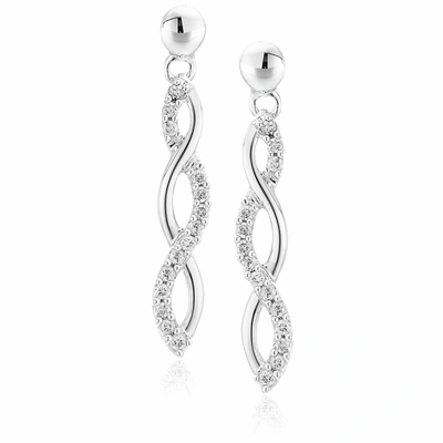 Vir Jewels 1/4 Cttw Diamond Infinity Dangle Earrings .925 Sterling Silver 1 Inch Push Backs In Grey