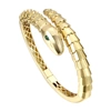 RACHEL GLAUBER RG 14K GOLD PLATED WITH EMERALD CUBIC ZIRCONIA TEXTURED COILED SERPENT BYPASS BANGLE BRACELET