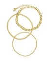 Sterling Forever Link & Bead Bracelet Set Of 3 In Gold