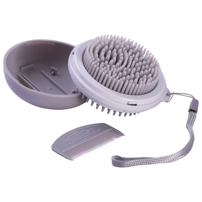 Pet Life Bravel 3 In 1 Travel Pocketed Dual Grooming Brush & Pet Comb In Grey