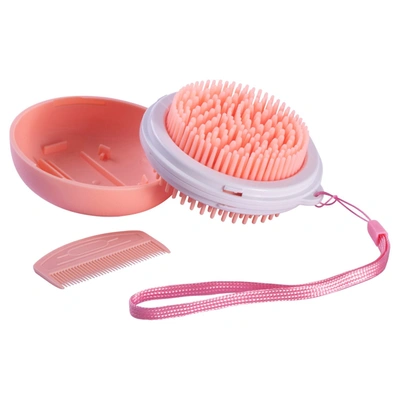 Pet Life 'bravel' 3-in-1 Travel Pocketed Dual Grooming Brush And Pet Comb In Orange