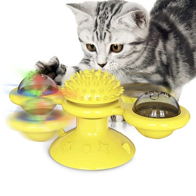 Pet Life Windmill Rotating Suction Cup Spinning In Yellow