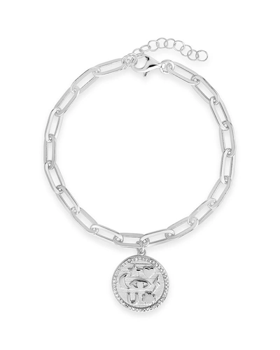 Sterling Forever Cz Lucky Charm Link Bracelet In Silver