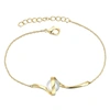 GENEVIVE Sterling Silver 14K Gold Plated with 7mm White Freshwater Pearl Adjustable Layering Bracelet