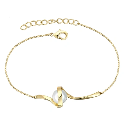 Genevive 14k Over Silver 7mm Pearl Bracelet In Gold