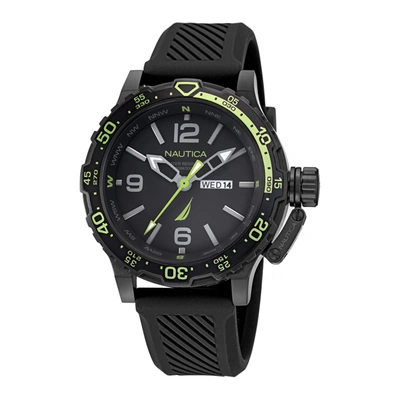 Nautica Mens Glenrock Lagoon Stainless Steel And Silicone Watch In Black