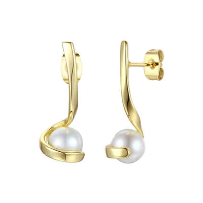 Genevive 14k Over Silver 7mm Pearl Earrings In White