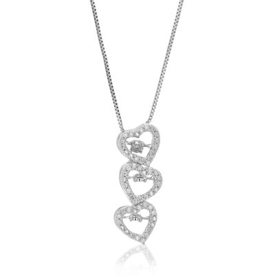 Vir Jewels 1/6 Cttw Lab Grown Diamond Triple Heart Pendant Necklace .925 Sterling Silver 1/4 Inch With 18 Inch