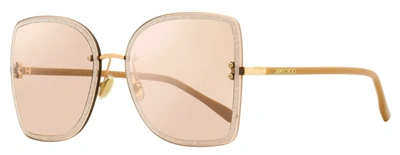 Jimmy Choo Women's Square Sunglasses Leti Fib2s Nude/gold 62mm In Beige