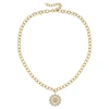 Rachel Glauber Rg 14k Gold Plated With Diamond Cubic Zirconia Sunshine Flower Pendant Curb Chain Adjustable Necklac