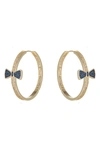 Eye Candy La Luxe Collection Cz Blue Bow Loop Earrings In Gold