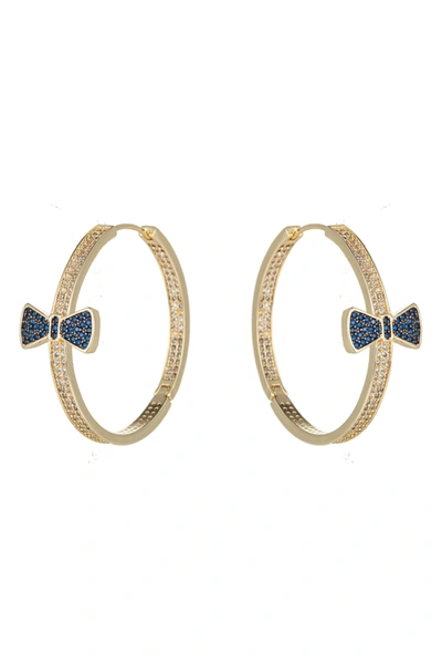 Eye Candy La Luxe Collection Cz Blue Bow Loop Earrings