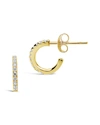 Sterling Forever 14k Yellow Gold Vermeil Pave Cubic Zirconia Hoop Stud Earrings In Silver