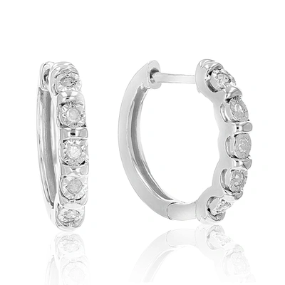Vir Jewels 1/10 Cttw Diamond Hoop Earrings .925 Sterling Silver 10 Stone Prong Set 2/3 Inch