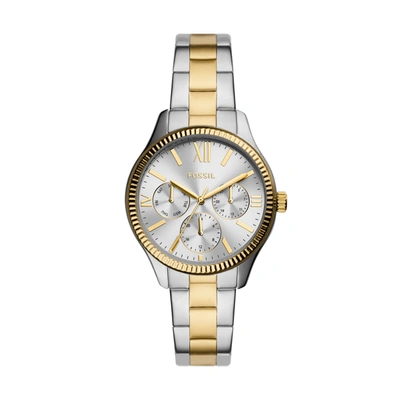 Fossil Women's Rye Multifunction, Silver-tone Alloy Watch In White