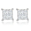 Pompeii3 1/2ct Diamond Princess Cut Square Round Cut Lab Grown Diamond Earrings Gold In Silver
