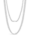 Sterling Forever Curb & Station Layered Chain Necklace In Silver