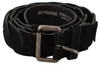 Gf Ferre' Black Wx Silver Tone Buckle Waist Belt In Black
