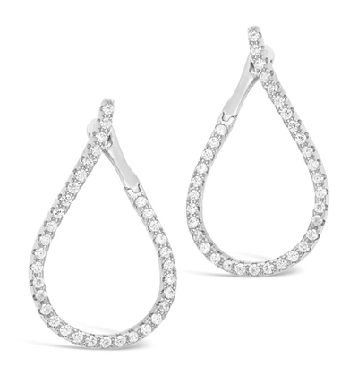 Sterling Forever Cz Studded Drop Earrings In Silver