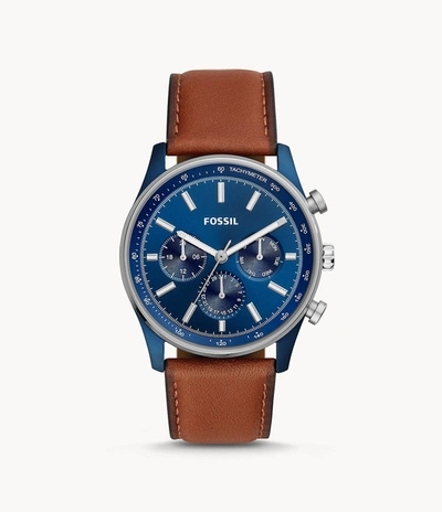 Fossil Men's Sullivan Multifunction, Blue-tone Stainless Steel Watch In Brown