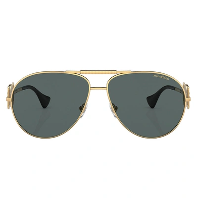 Versace Ve 2249 100281 Unisex Aviator Sunglasses In Gold