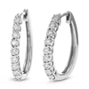 Vir Jewels 1/4 Ct Round Cut Lab Grown Diamond Hoop Earrings In .925 Sterling Silver Prong Set 3/4 Inch In Silver