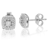 Vir Jewels Square Studs 1/10 Cttw Round Lab Grown Diamond Earrings Made In .925 Sterling Silver Prong Settings In Silver