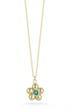 EMBER FINE JEWELRY 14K GOLD & TURQUOISE FLOWER NECKLACE