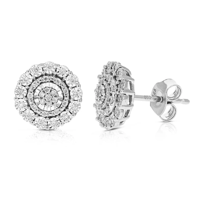 Vir Jewels 1/4 Cttw Round Cut Lab Grown Diamond Prong Set Stud Earrings In .925 Sterling Silver In Grey