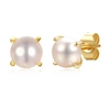 Genevive 14k Over Silver 5mm Pearl Studs In Gold