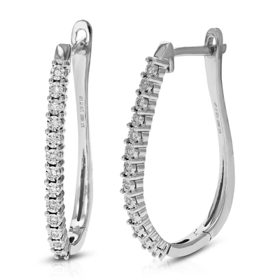 Vir Jewels 1/10 Cttw 26 Stones Round Lab Grown Diamond Hoop Earrings .925 Sterling Silver Prong Set 1 Inch In Grey