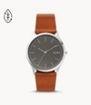 Skagen Men's Signatur Brown Leather Strap Watch 40mm In Brown