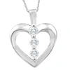 Pompeii3 10k White Gold 1/3ct T. W. Round Natural Diamond Heart Pendant Necklace In Silver