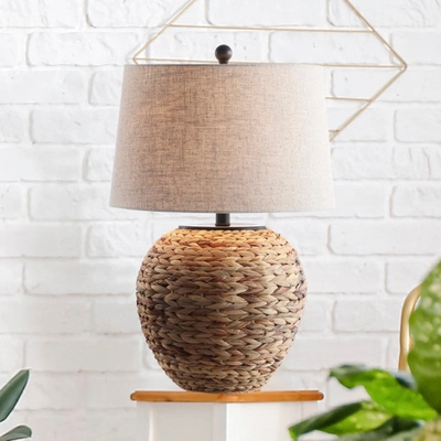 Jonathan Y Alaro 24.5in Banana Leaf Basket Led Table Lamp In White