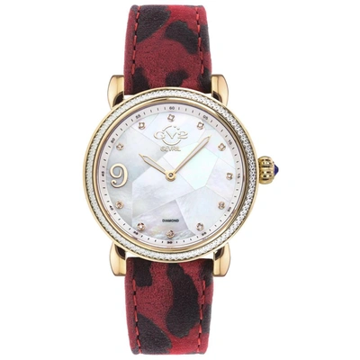 Gv2 Ravenna Women's Watch White Mother Of Pearl Dial Animal Print Leather Strap