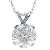 Pompeii3 1 1/2ct Solitaire Diamond Pendant Necklace & 18" Chain Round Cut In Silver