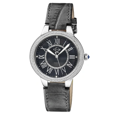 Gv2 Astor Ii Women's Watch Black Dial Black Leather Strap In Silver